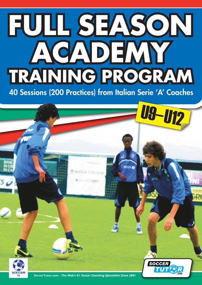 FULL SEASON ACADEMY TRAINING PROGRAM U9-12 - 40 SESSIONS (200 PRACTICES) FROM ITALIAN SERIE 'A' COACHES